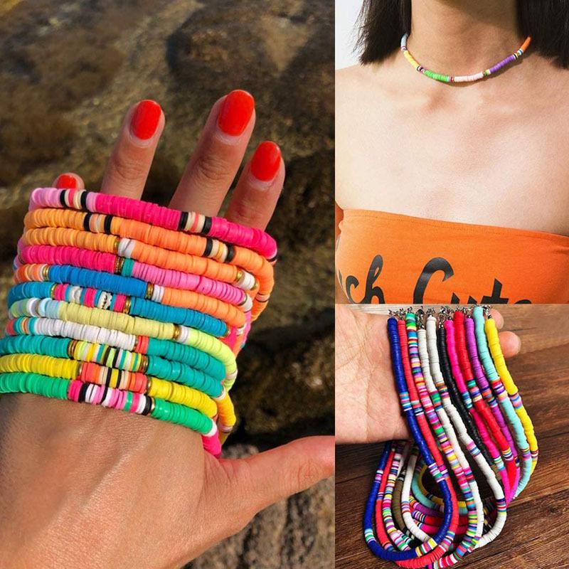 4394 шт./кор. 6 мм, набор бусин из полимерной глины, цвет радуги, цвет глины, плоские чипсы, набор для изготовления браслетов, DIY Boho, ювелирные материалы, комплект аксессуаров