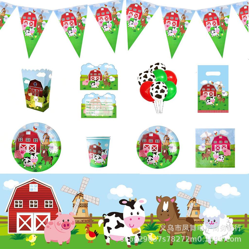 Cow Ranch Birthday Party Supplies Disposable Cutlery Paper Plates Paper Cups Paper Towels Girl Decoration Birthday Decoration