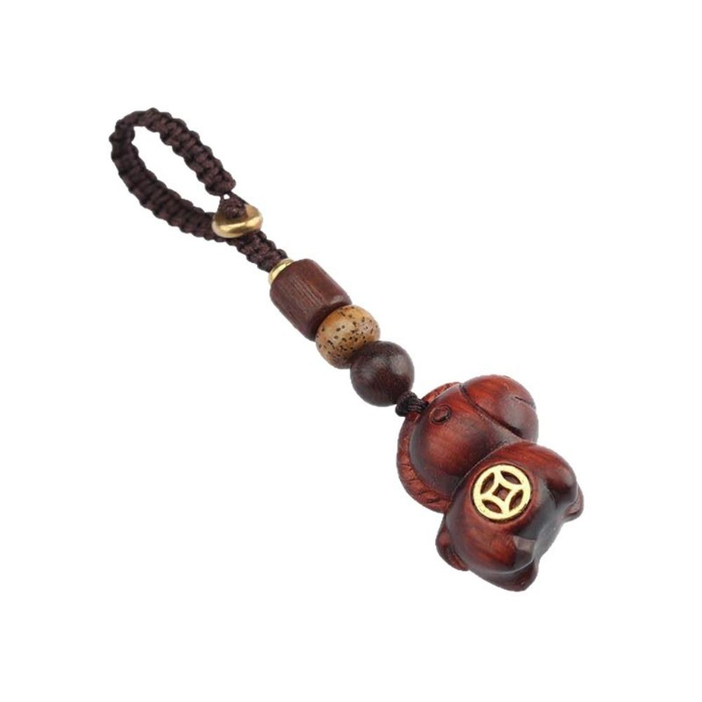 Cartoon Horse Mascot Keychain Mini Zodiac Horse Phone Chain Wooden Horse Pendant Bag Key Decor