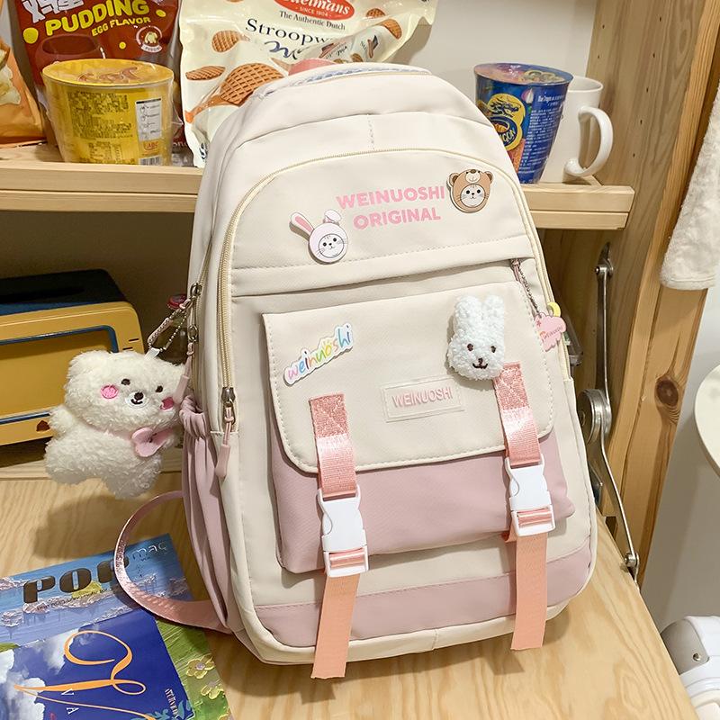 School Bag Children's Primary School Students Color Matching School Backpack Female Middle School Students High Quality Fashion Junior High School
