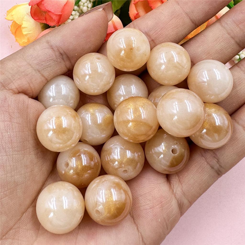 Высококачественные круглые 20 шт. материалы из бисера для изготовления браслетов и сережек акриловые ювелирные изделия глазурованный золотой порошок DIY ювелирные аксессуары свободные бусины 16 мм