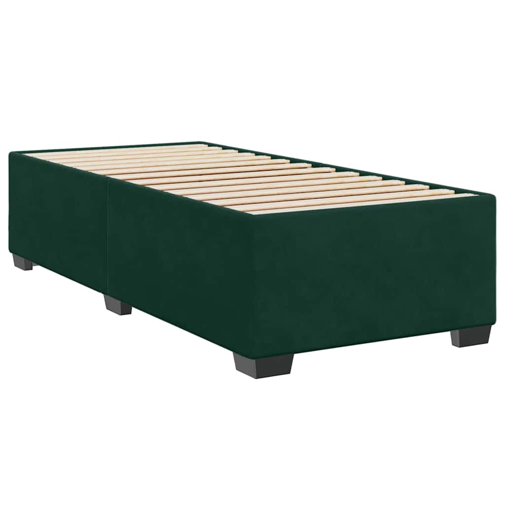 Box Spring Bed with Mattress Dark Green 90 x 200 cm Velvet