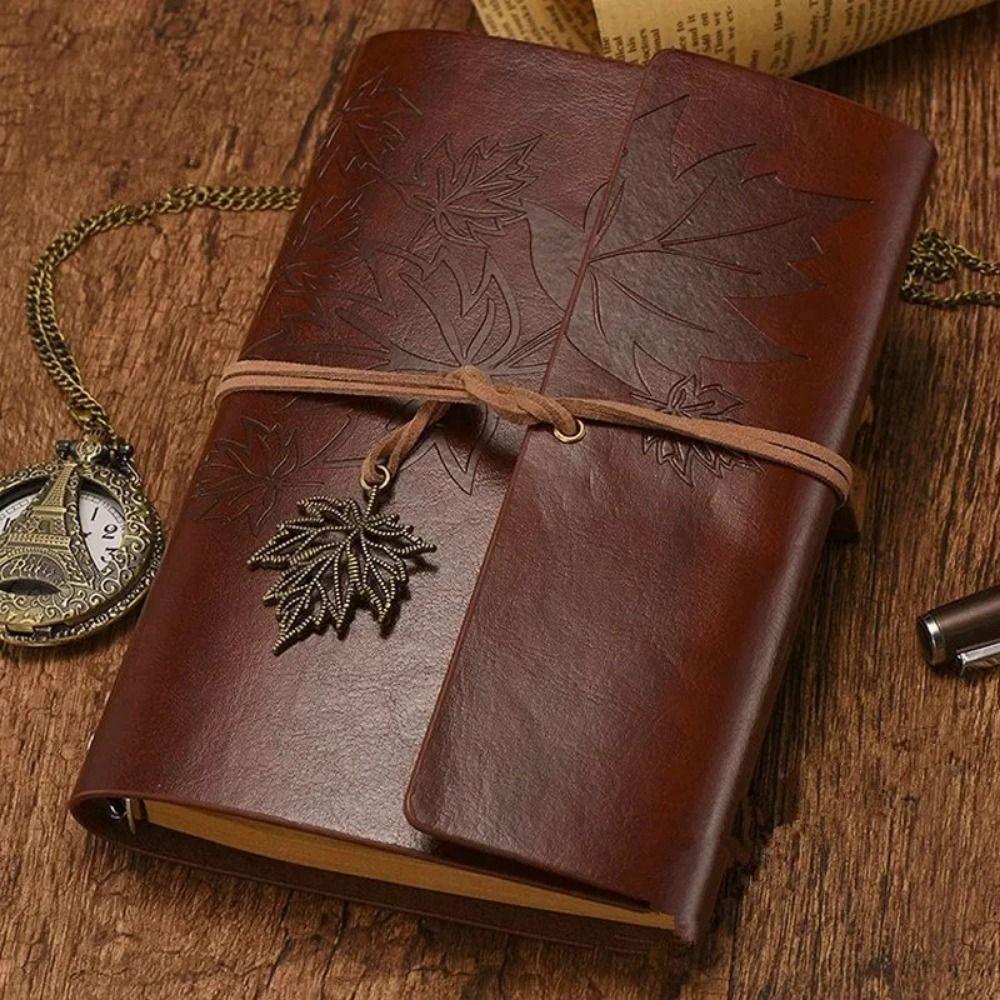 A7/A6/A5 Travelers Vintage Notebook Kraft Paper PU Leather Spiral Notebook Loose Leaf Blank Retro Notebook Planners