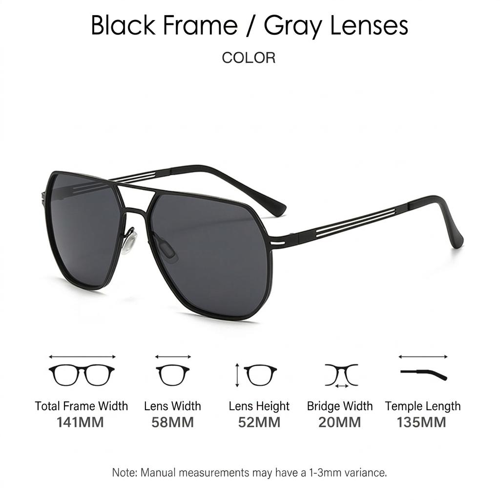 Polarized Uv400 Sunglasses Men Women Photochromic Anti Glare Metal Large Square Frame Sun Glasses For Driving Fishing Outdoor