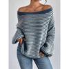 Autumn and Winter Striped Sweater Pullovers Women New Arrivals Off The Shoulder Oversized Sweater Knit Jumper