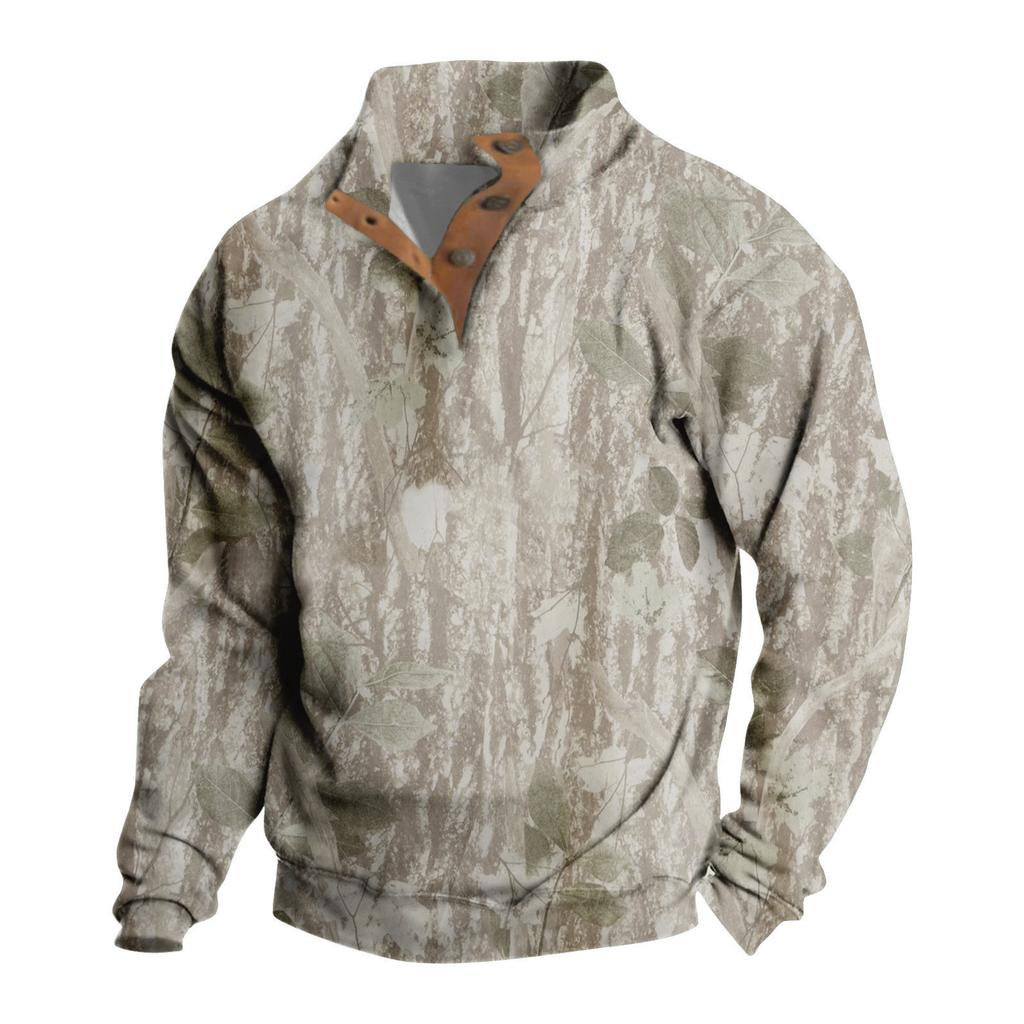 Мужская повседневная модная рождественская принтованная толстовка без капюшона, широкая мужская свободная толстовка с капюшоном и воротником-стойкой