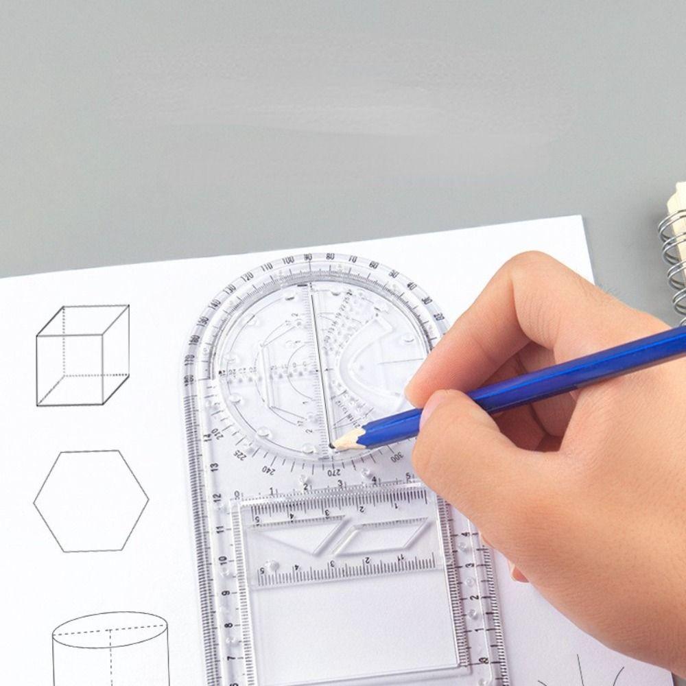 Student Stationary Measuring Scale Ruler Fast Drawing Ruler Math Class Drafting Template Ruler