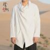 Мужская ветровка буддийского ханьфу весна/осень: Даосский халат средней длины из хлопка и льна