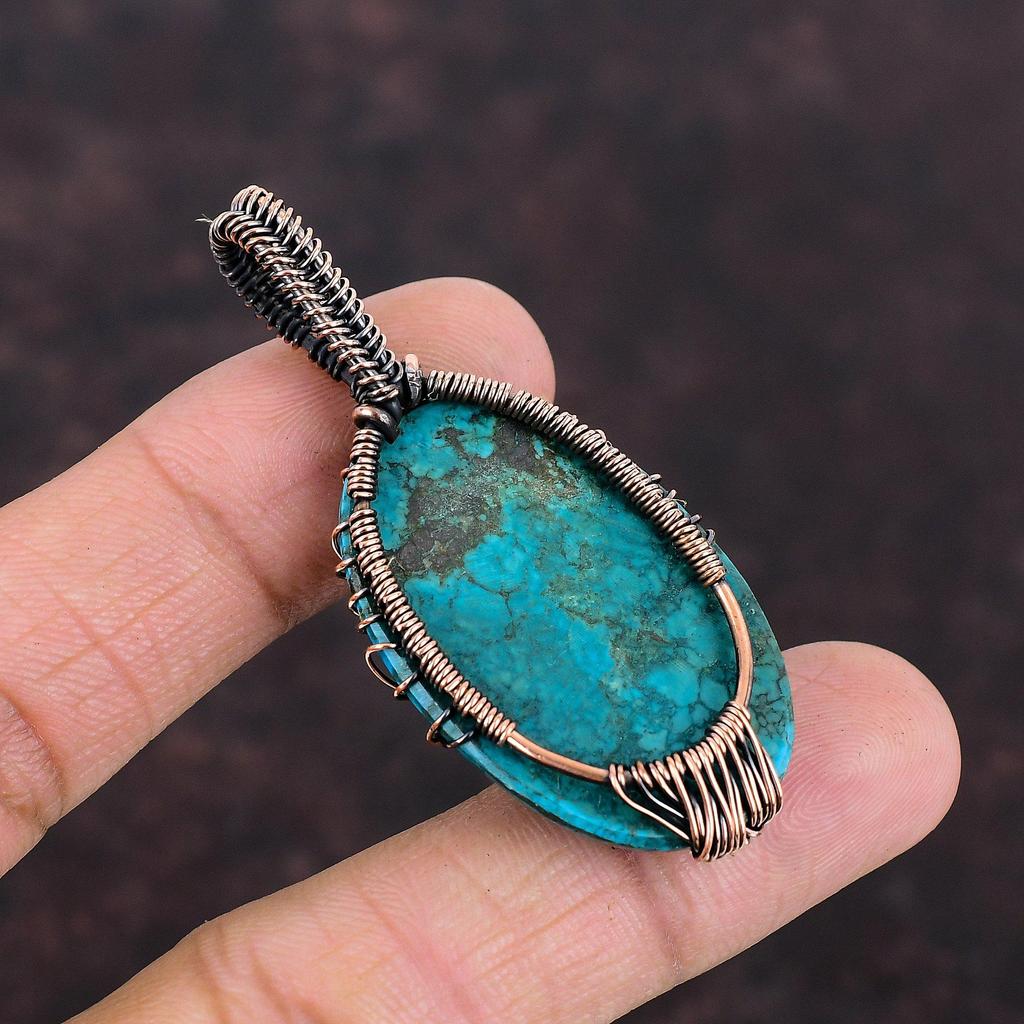 Подвеска из тибетской бирюзы «Дерево жизни», подвеска из драгоценных камней и меди, подвеска из проволоки, бирюзовая медная бижутерия, подарок для нее, подвески ручной работы