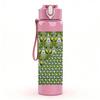 1PC Green Geometric Triangle Tile Print 750ml Color Plastic Sports Water Bottle Leakproof Flip Straw Lid Suitable for Sports Office Home Use