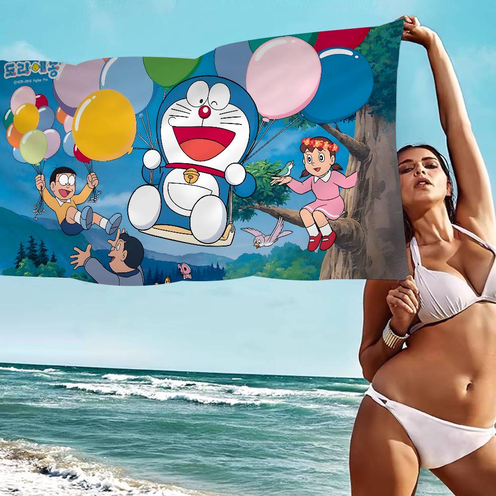 Cartoon D-Doraemon Microfiber Blanket Quick Drying Beach Towels Oversized Printing Super Absorbent Pool Towel Blanket