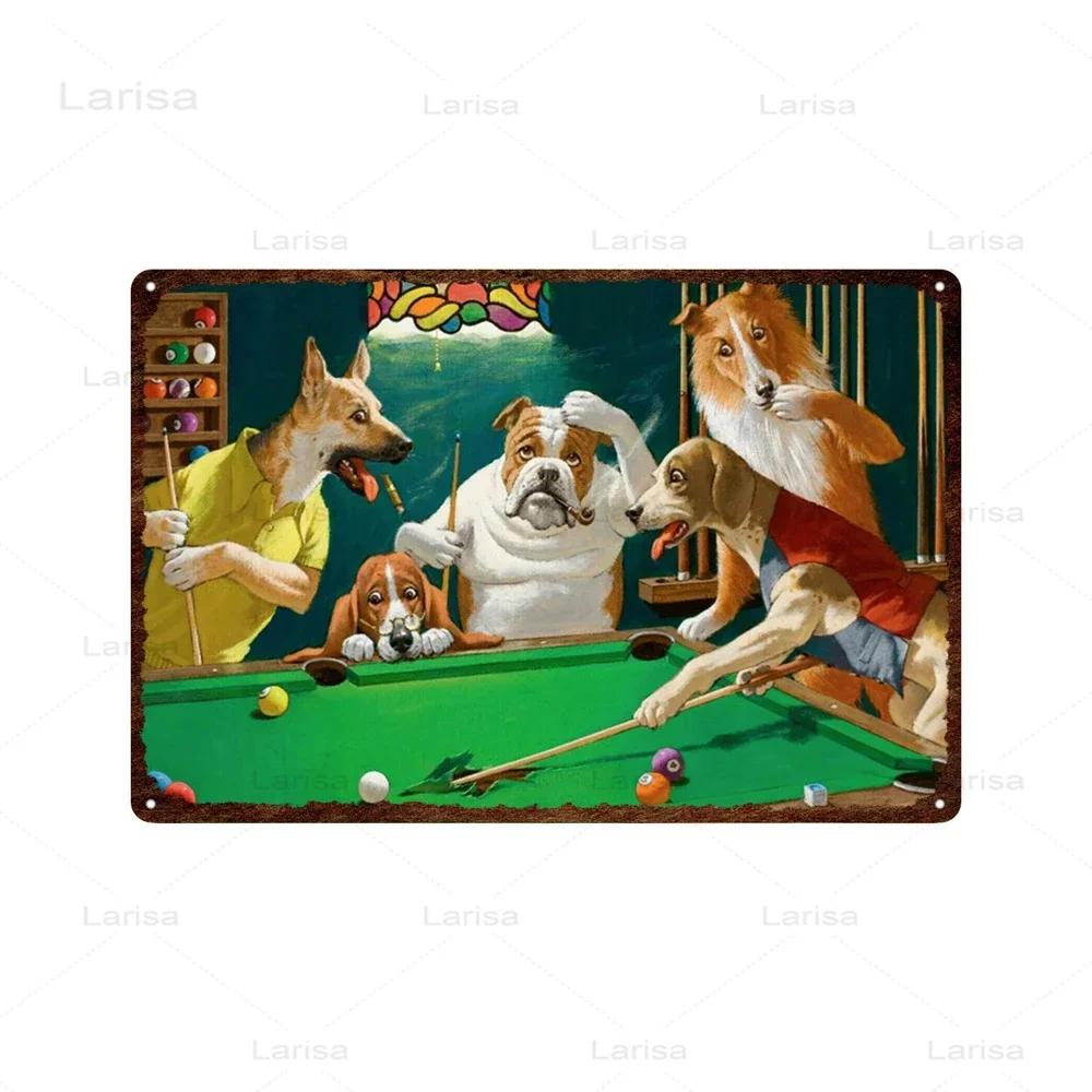 Собака играет в покер Игровой Постер Жестяная Вывеска Кафе-бар Домашний Настенный Арт Декор Ретро Металлическая Жестяная Вывеска 8x12 дюймов