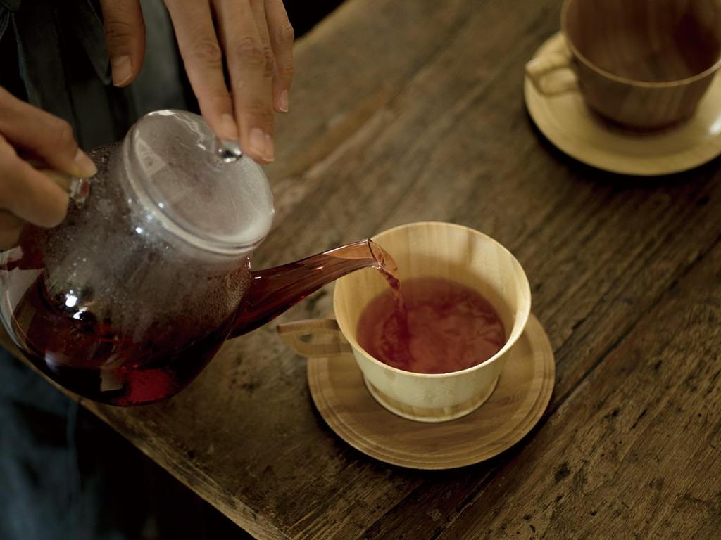 [Set] 2-Piece Set (RIVERET Teacups, 170ml, Bamboo, Dishwasher-Safe, White/Brown, RV-202TWB, Pair, with Ribbon Gift Bag)