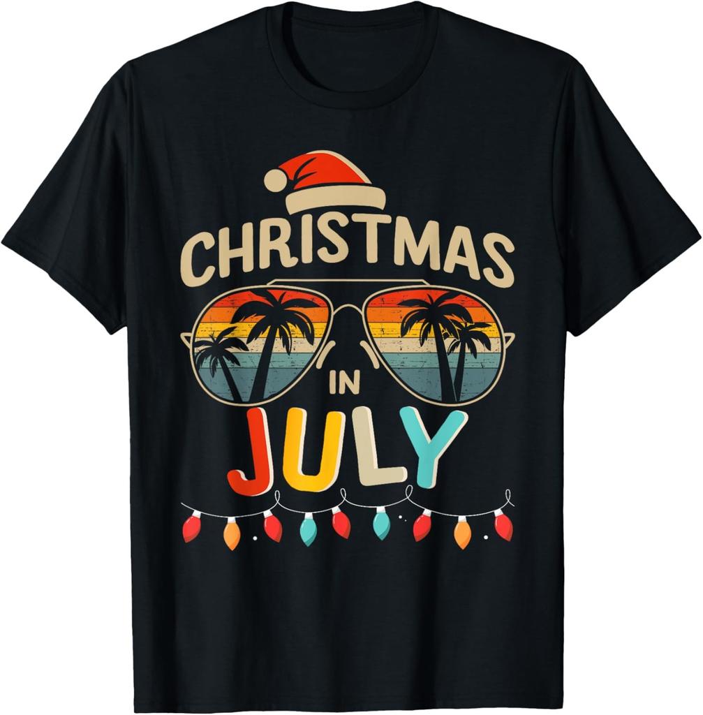 Christmas in July Vintage Sunglasses Summer Shirt for Unisex T-Shirt