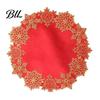 Holiday Gift for Family Christmas Embroidered Placemat, Red And Gold Snowflake Table Protective Covers Dinner Mat, Heat Resistant Polyester Decorative