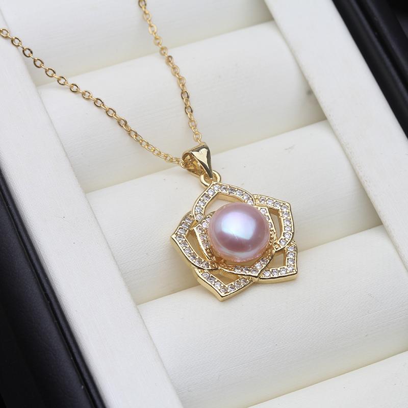 Genuine Natural Fresh Water Pearl Pendant Woman,White Cultured Gold Plated Pearl Pendant Jewelry Wife Mother Birthday Gift Pink