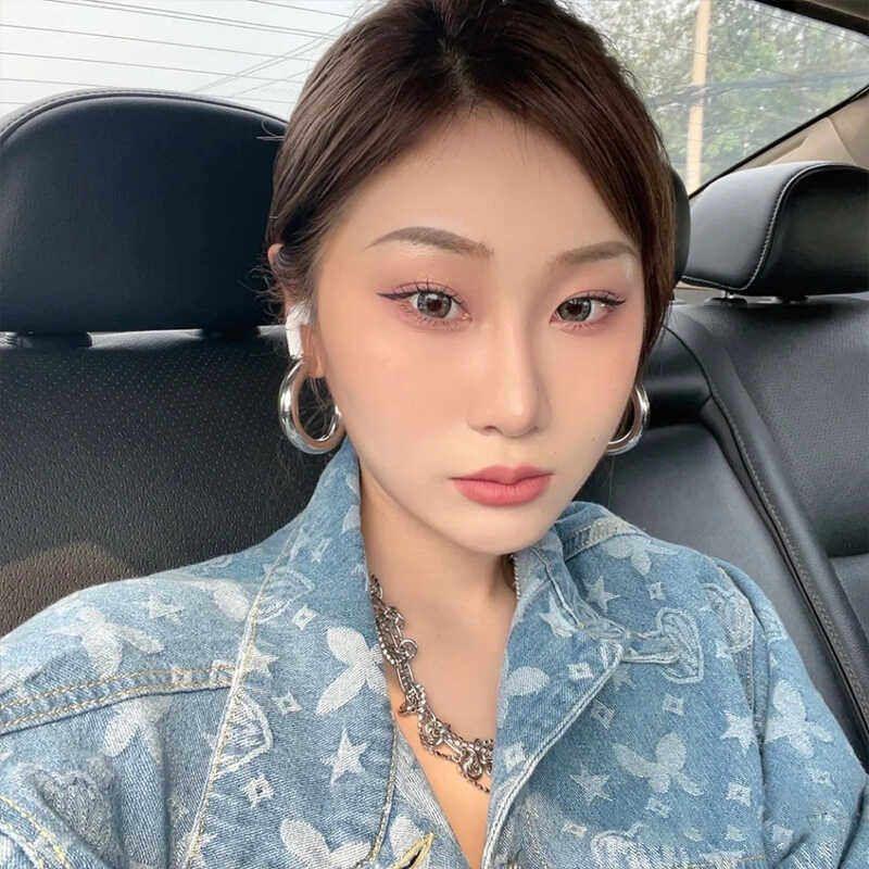 Silver Metal Hoop Earrings 2026 New Popular Style High-End Earrings Light Luxury Unisex Simple European and American Style Earrings