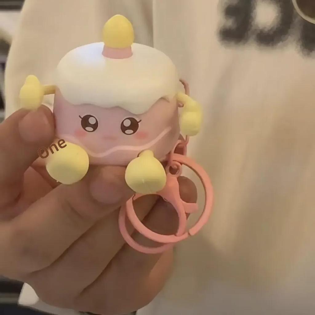 Light-Up Sound Birthday Cake Night Light Keychain - Creative Couple Gift Pendant