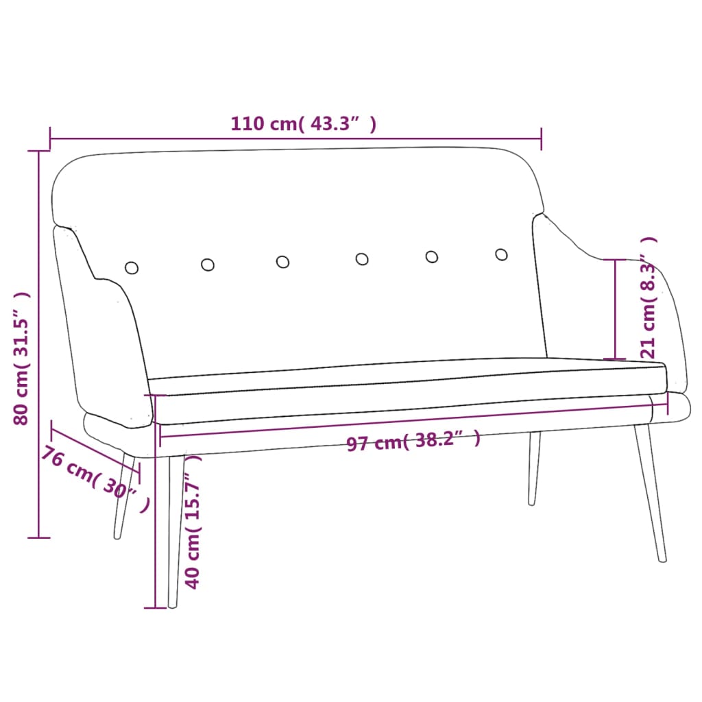 Red Wine Colored Sofa Bench 110 x 76 x 80 cm Fabric