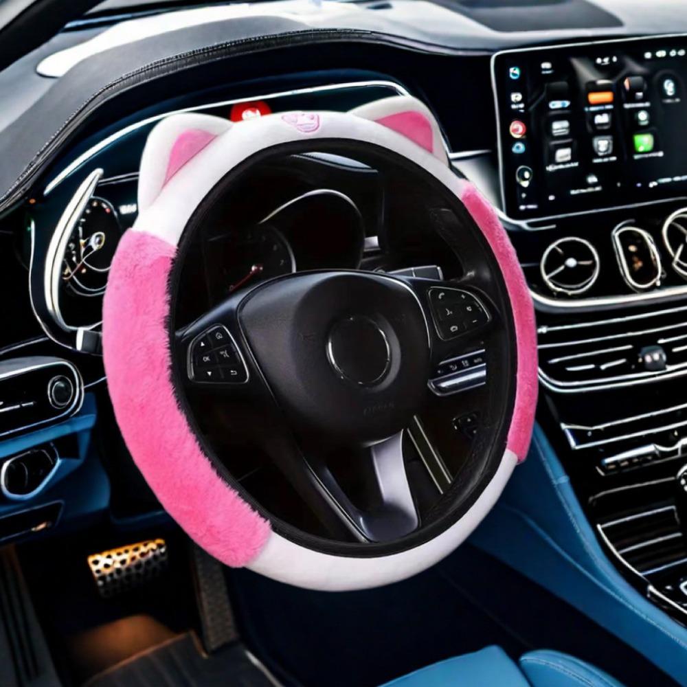 Чехол на руль для котенка Мультяшный чехол на ручку автомобиля Милые автомобильные аксессуары Для 14,5-15 ДЮЙМОВ