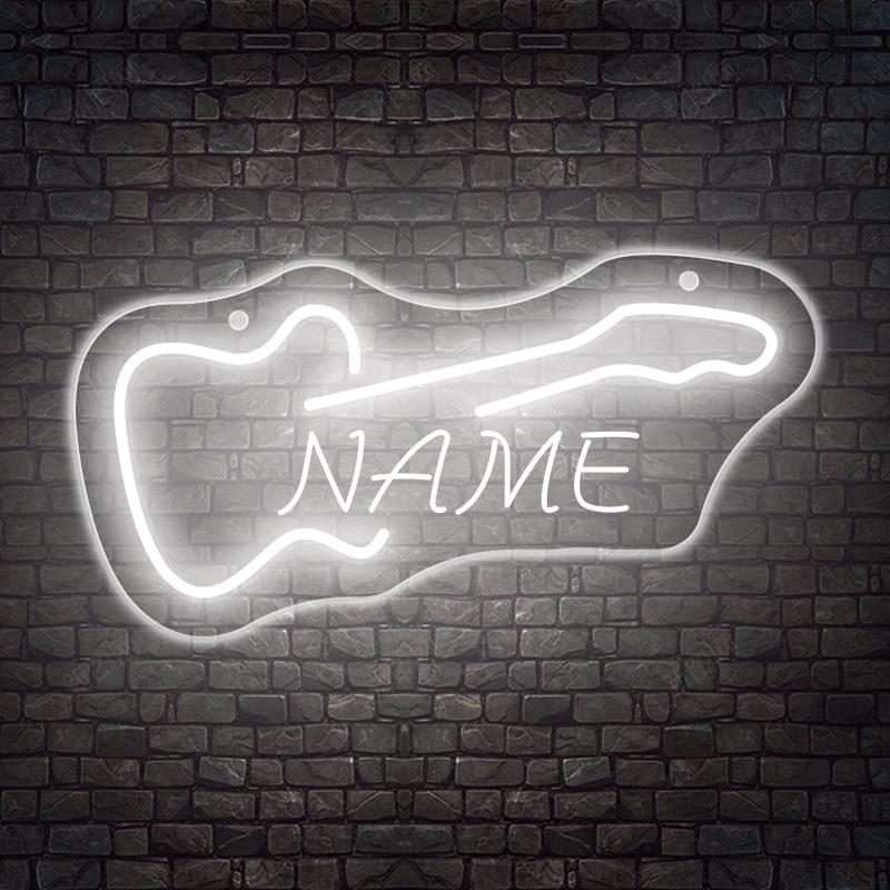 Custom Guitar Neon Sign - USB Powered LED Wall Decor, Push Button Control, Wall Hanging for Studio/KTV/Band/Bar/Man Cave/Bedroom