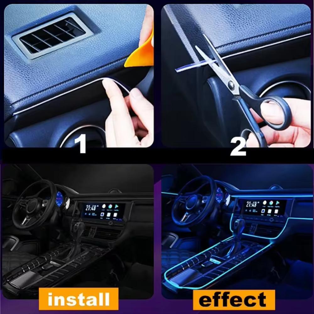 Car Interior Led Decorative Lamp 1M/2M/3M/4M/5M Wiring Neon Strip For Auto DIY Flexible Ambient Light USB Party Atmosphere Diode
