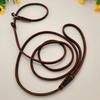0.6*150cm Soft and Slim Thin Real Leather Slip Leads Dog Training Leashes for Small Medium Puppy Leather Slip Chain Collar Leash