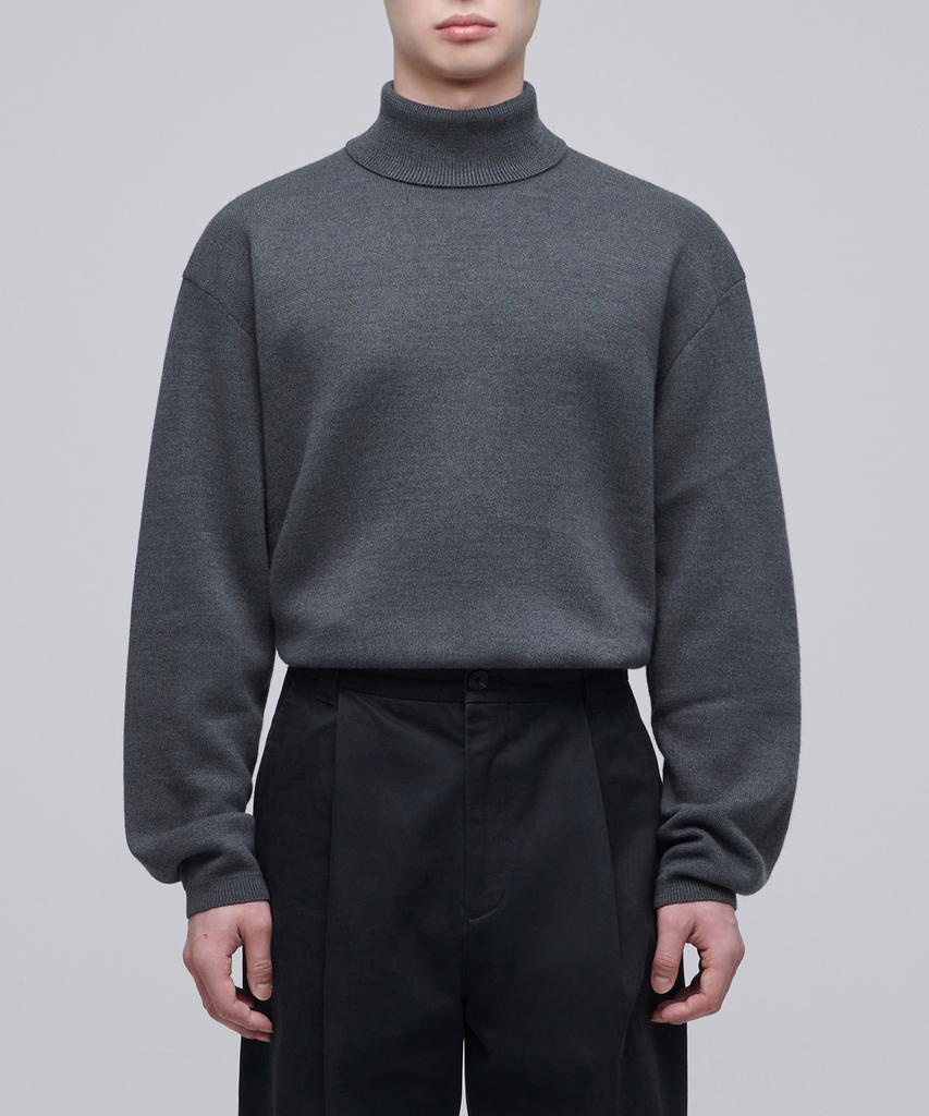 MUSINSA STANDARD Minimal Turtleneck Knit [Medium Gray]