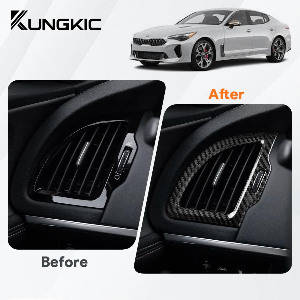 Настоящая крышка из углеродного волокна для Kia Stinger CK 2018 2019 2020 2021 2022 2023 LHD Автомобильный приборный щиток Рамка вентиляционного отверстия AC Внутренняя отделка
