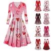 Women's Fashion Casual Valentine's Day Printed Long Sleeve V-Neck Sexy Dresses
