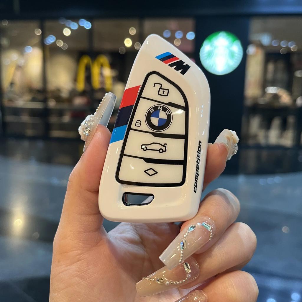 Racing Style Metal Car Key Case Fob Cover for BMW X1 X3 X5 X6 X7 3 5 6 7 Series G20 G30 G11 F15 F16 G01 G02 F48 2016-2023