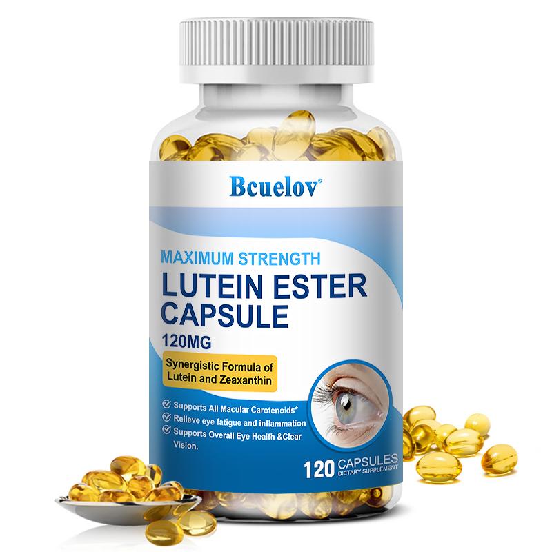 Bcuelov Maximum Strength Lutein Ester Supplement, 120mg, with Zeaxanthin & Bilberry, 120 Caps