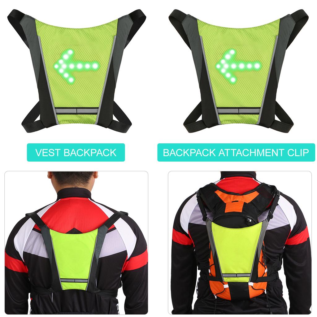 Велосипедный комплект со светодиодным указателем поворота, перезаряжаемый через USB светоотражающий зажим для рюкзака с дистанционным управлением