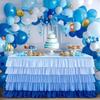 Table Skirt for Rectangle And Round Table Multi-layer Ruffle Reusable Gradient Rainbow Color Beach Parties Ceremony Birthday Party Decoration
