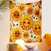 Cute Smiling Sunflower Pattern Design Patterned Tapestry Decorative Wall Hanging, Home Bedroom Living Room Decor