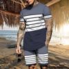 Men's T-shirt Suits 2 Pieces Outfits Tee & Shorts Short Sleeve Crew Neck Summer Color Block Stripes Fashion Casual Vacation Daily Wear Going Out