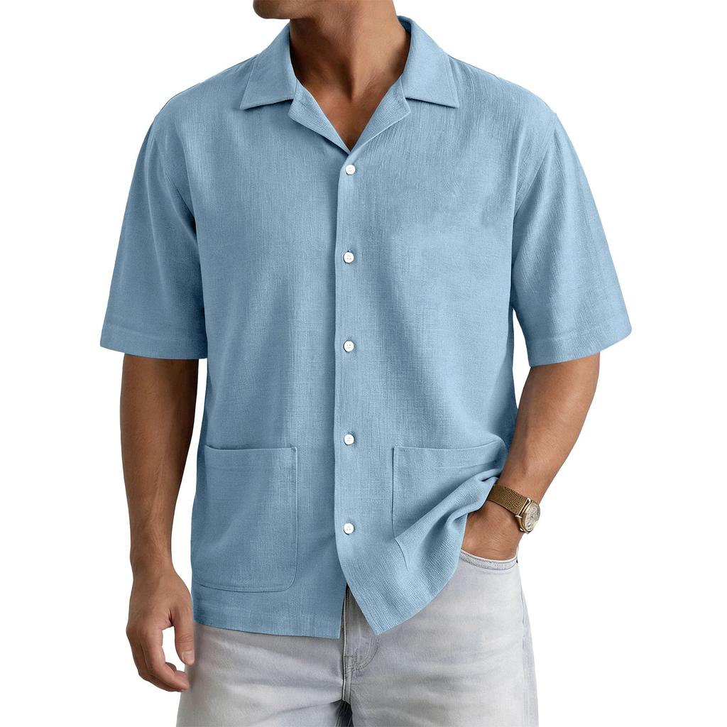 Men's Casual Pocket Collar Short-Sleeve Shirt