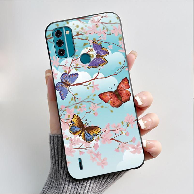 For Nokia C31 / Nokia C21 Plus Case Fashion Luxury Flowers Butterfly Black Protective Soft Silicone Cover For NokiaC31 Casing