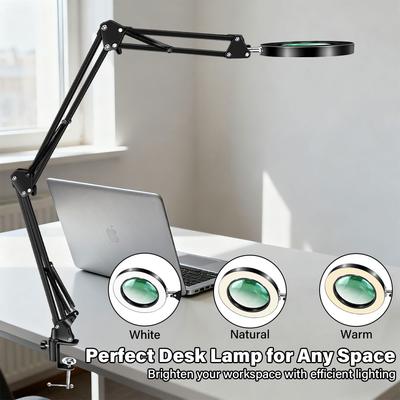 USB-включение 10-кратная настольная лампа-лупа, стеклянная линза, 3 шарнирных кронштейна, регулируемая светодиодная лупа Чтение рукоделие хобби Работа крупным планом