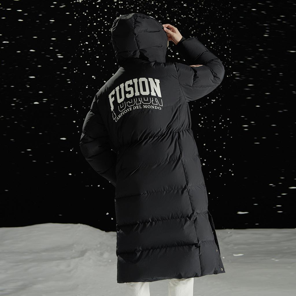 Fila Fusion Однотонная спортивная теплая свободная длинная пуховая куртка с капюшоном для женщин верхняя одежда Черная T11W345907ABK