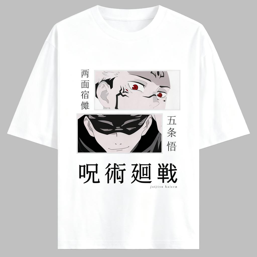 Jujutsu Kaisen Аниме Годжо Сатору Печать Хлопковая Футболка Мужская и Женская Харадзюку Повседневная Свободная Летняя Аниме Периферийная Одежда