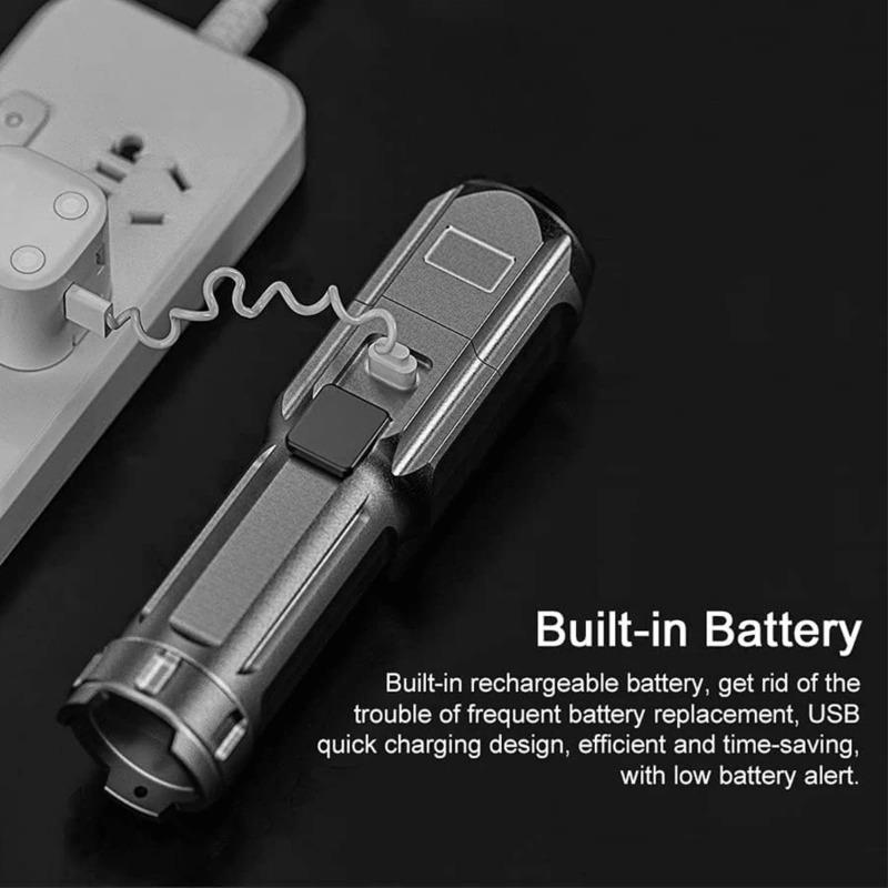 Светодиодный кемпинговый фонарь-прожектор высокой мощности, перезаряжаемый от USB, с зумом, встроенный аккумулятор, для рыбалки, для улицы, водонепроницаемый