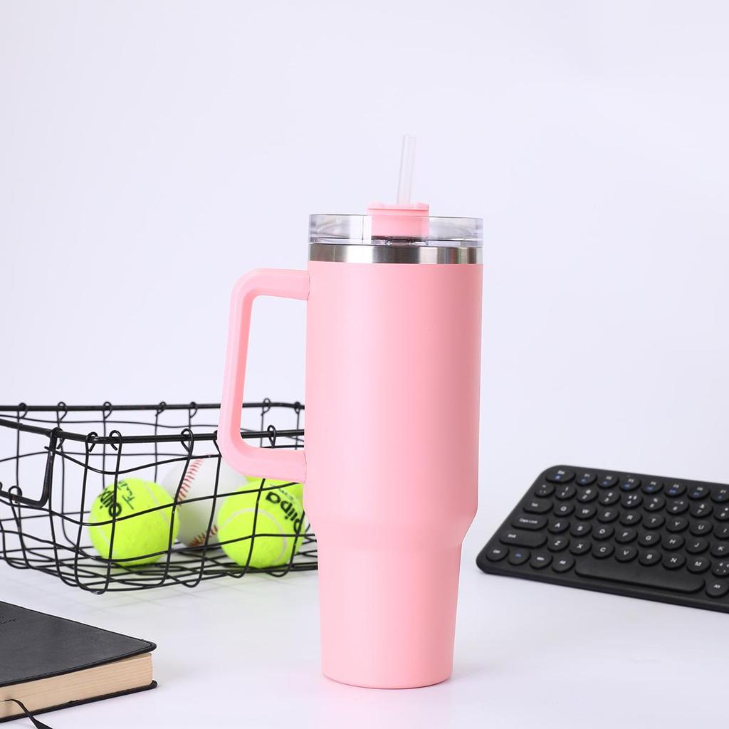 Автомобильная кружка из нержавеющей стали объемом 40 унций с ручкой и трубочкой, изолированная для холодных напитков