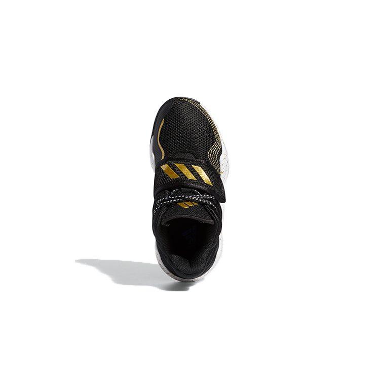 adidas Глубокая угроза Удобные и модные Дышащие Средневысокие Детские Баскетбольные Кроссовки Черно-золотые FX8644