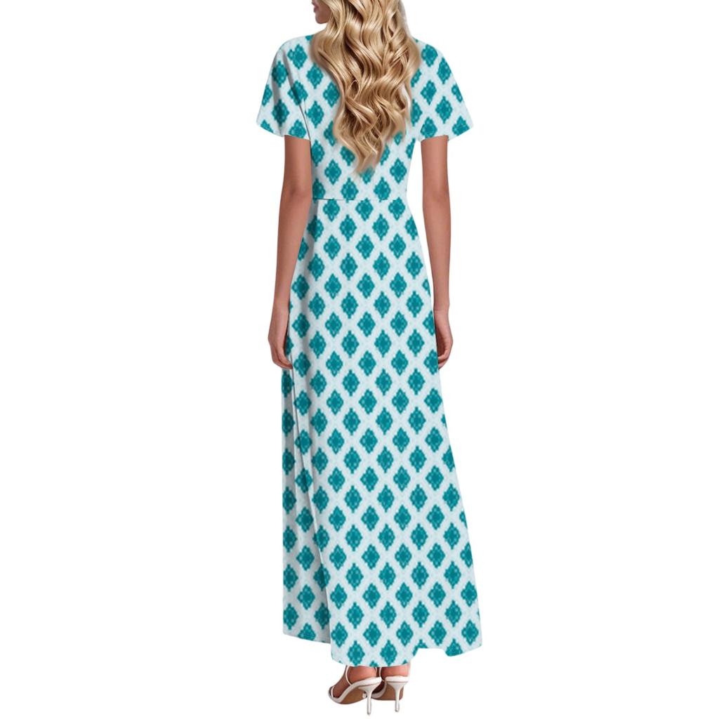 Women's Summer Casual Floral Print Round Neck Midi Dress Basic Classic Outdoor Everyday Short Sleeve Loose Dress