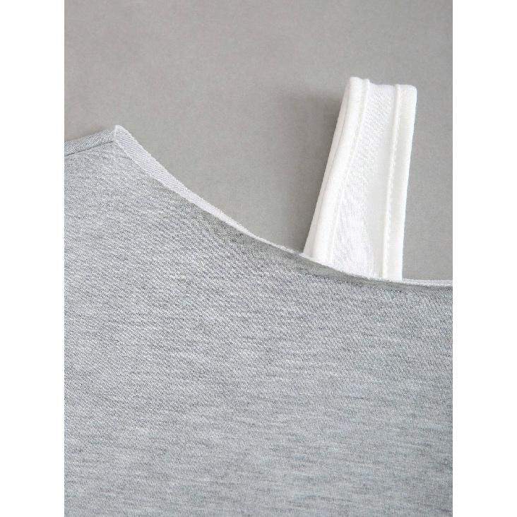 Новая женская модная спортивная футболка осень/зима с нерегулярным диагональным воротником и длинным рукавом