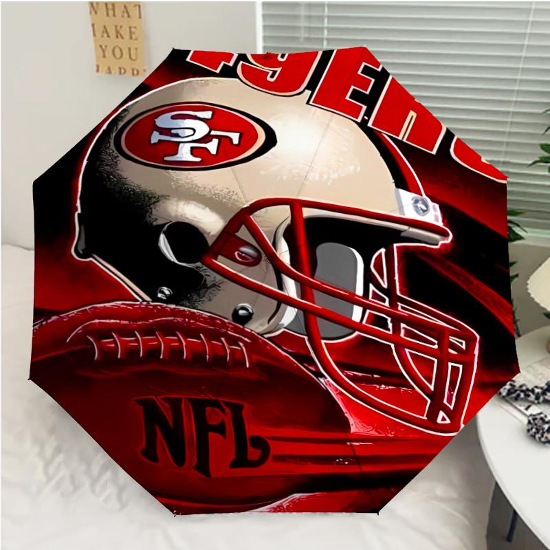 Автоматический зонт с принтом ЛОГОТИПА San Francisco 49ers, 8 спиц, железный каркас, пластиковая ручка, подходит для путешествий на открытом воздухе и на каждый день, идеальный подарок
