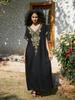 Black Embroidered Women's Robe Kaftan Long Dress Beach Wear Holiday Dress Cover Up Lounge Wear House Dress Q1655
