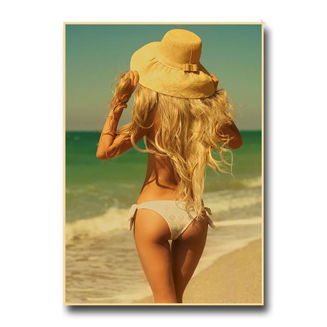 Сексуальный постер бикини Ретро постер Искусство Спальня Бистро Кафе Гостиная Украшение стены Бар Домашняя комната Декор плакаты холст живопись