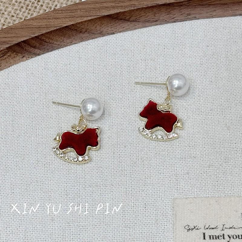 6 pairs women cute stud earrings set creative alloy crystal earring fruit trojan horse flower clock design versatile daily jewelry